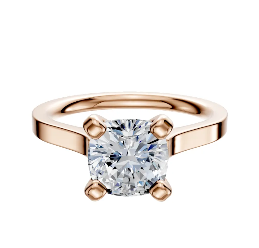 18K Rose Gold 4 Prong Cathedral Flat 2.0mm Engagement Ring made by Promise By Effy