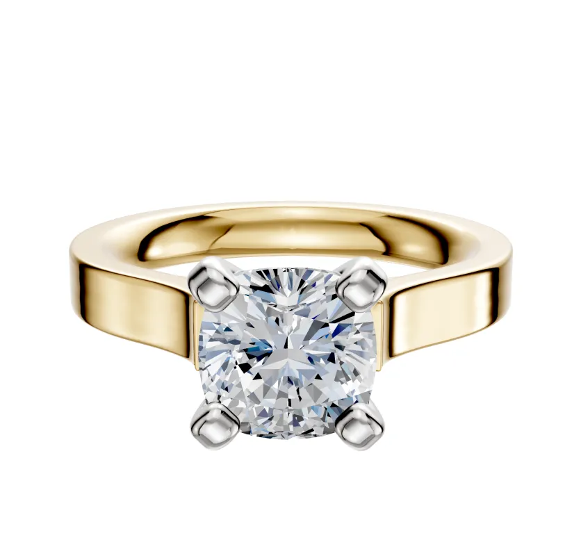 14K Two Tone 4 Prong Cathedral Flat 3.0mm Engagement Ring sold by Promise By Effy