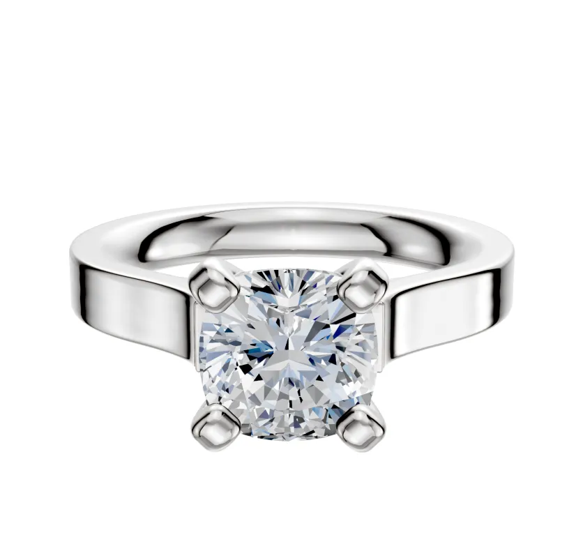 18K White Gold 4 Prong Cathedral Flat 3.0mm Engagement Ring sold by Promise By Effy