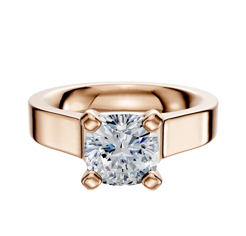 14K Rose Gold 4 Prong Cathedral Flat 4.0mm Engagement Ring made by Promise By Effy
