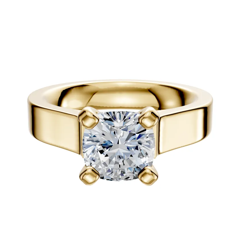 18K Yellow Gold 4 Prong Cathedral Flat 4.0mm Engagement Ring sold by Promise By Effy