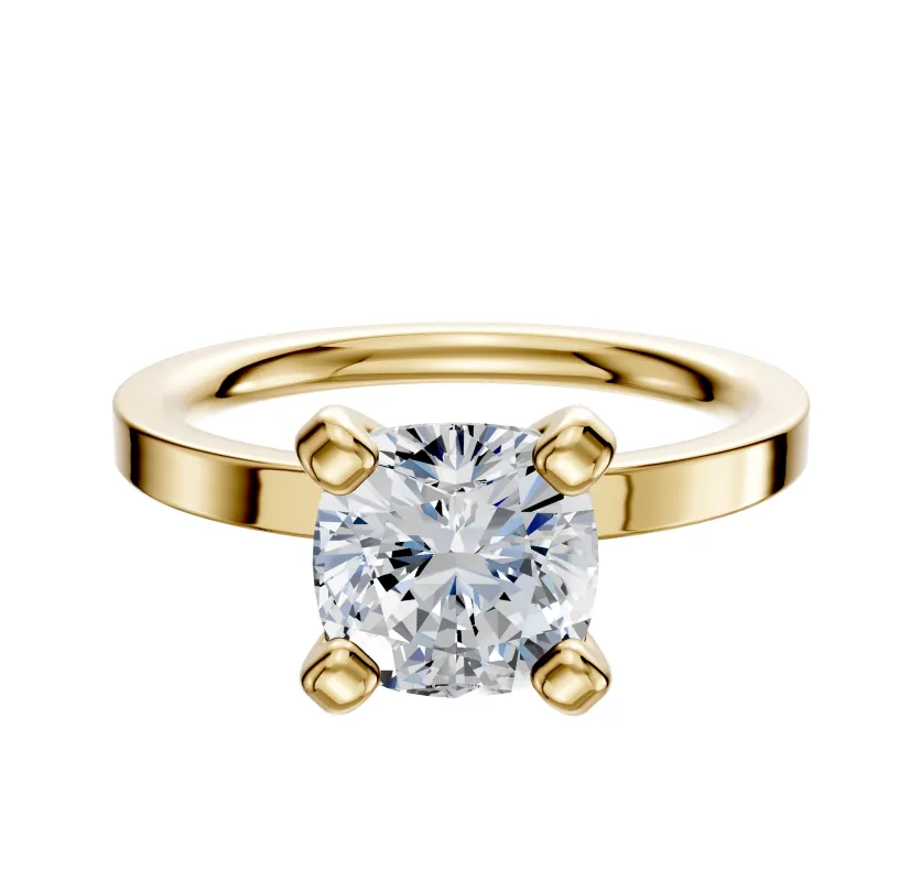 18K Yellow Gold 4 Prong Classic Flat 2.0mm Engagement Ring sold by Promise By Effy