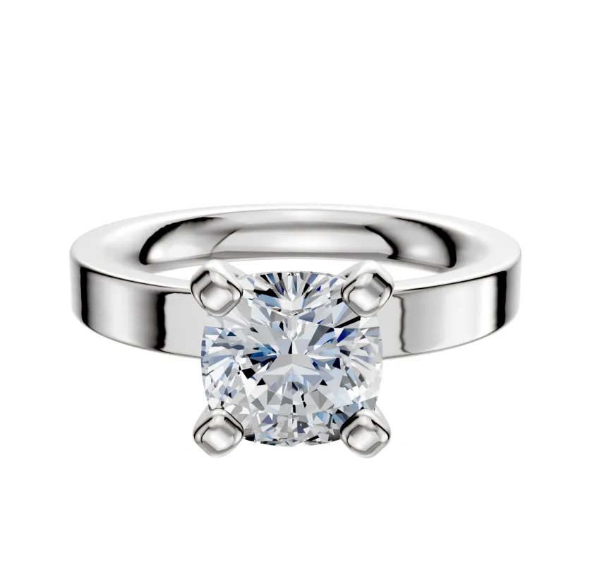 18K White Gold 4 Prong Classic Flat 3.0mm Engagement Ring sold by Promise By Effy