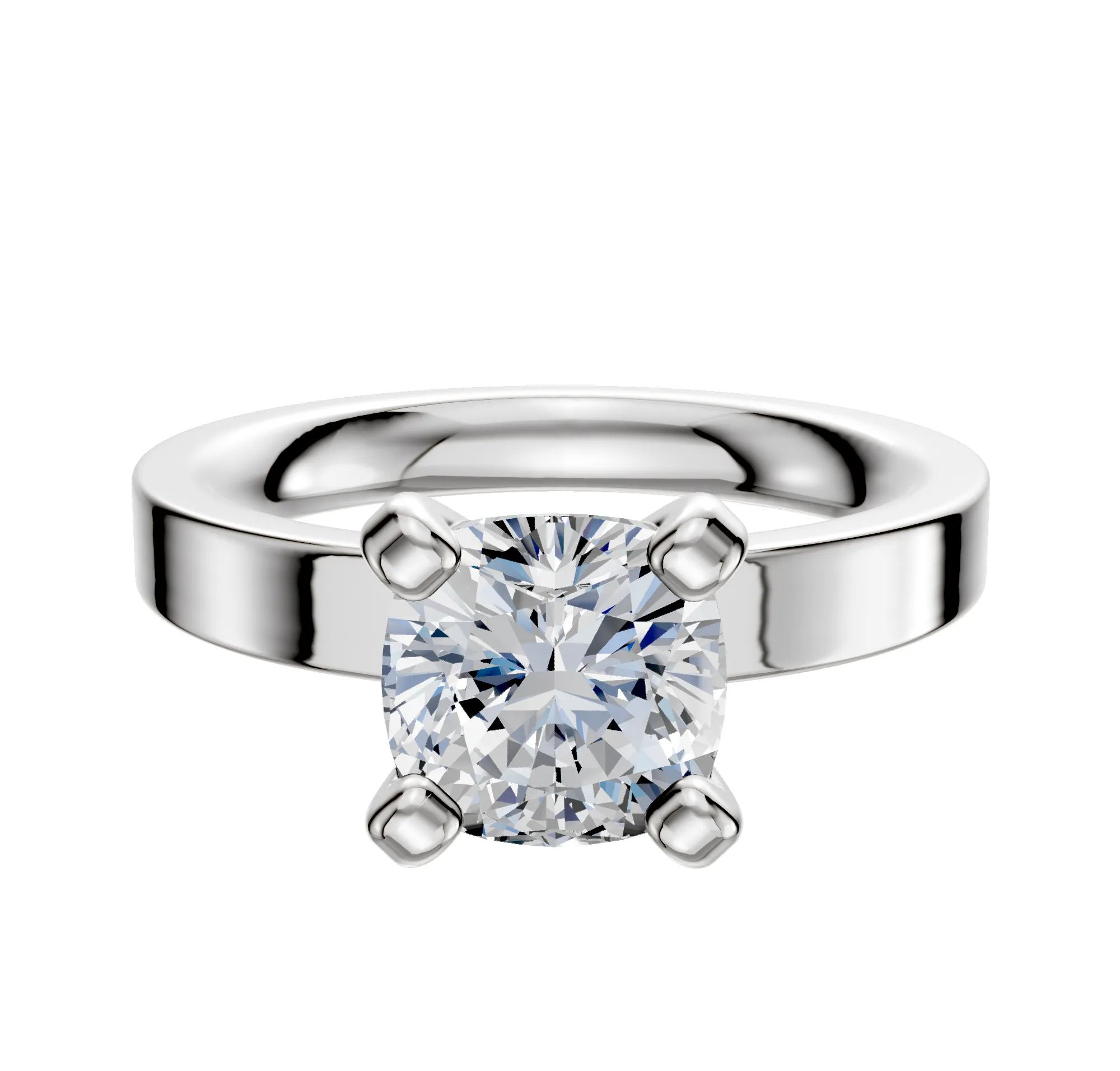 Platinum 4 Prong Classic Flat 3.0mm Engagement Ring sold by Promise By Effy