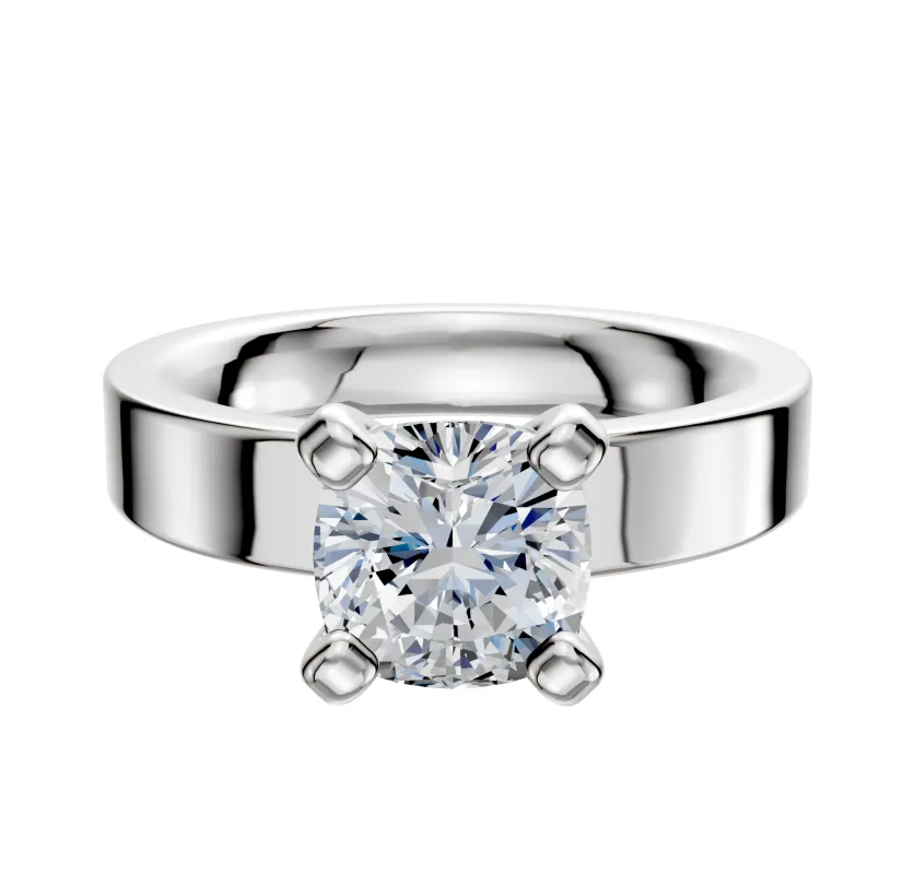 18K White Gold 4 Prong Classic Flat 4.0mm Engagement Ring sold by Promise By Effy