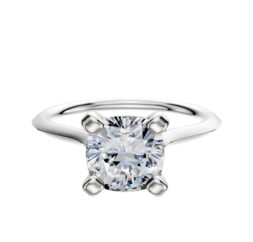 18K White Gold 4 Prong Cathedral Knife Edge 1.5mm Engagement Ring sold by Promise By Effy