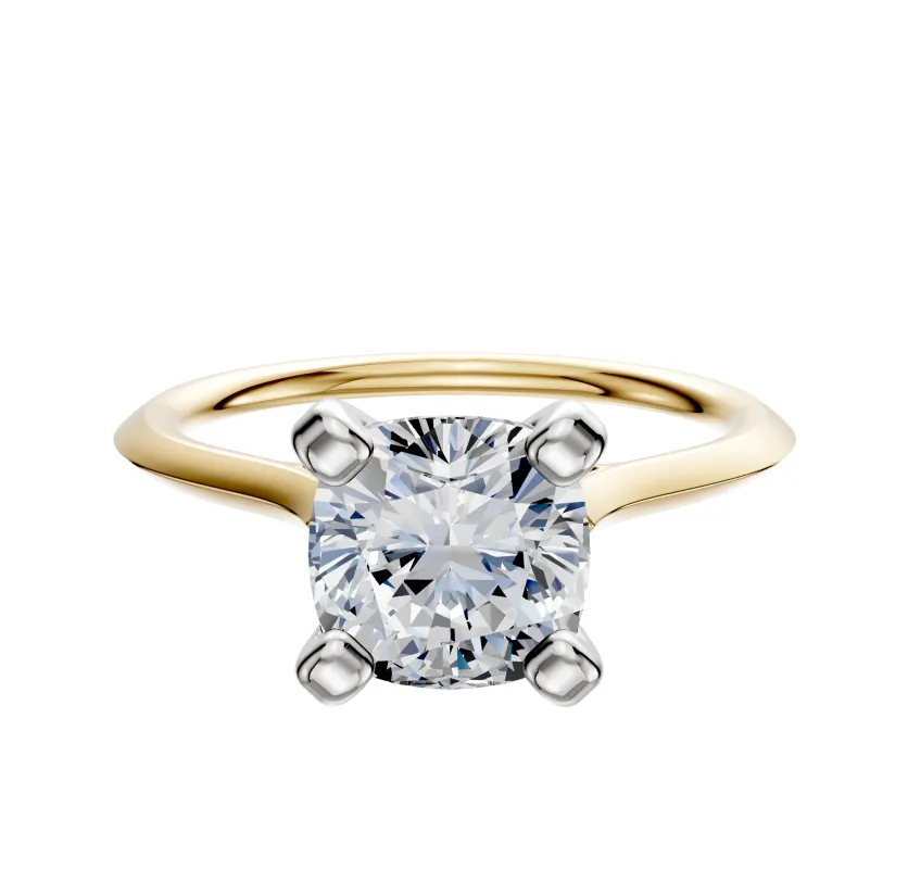 14K Two Tone 4 Prong Cathedral Knife Edge 1.5mm Engagement Ring sold by Promise By Effy