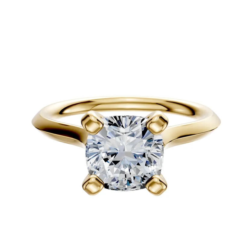 18K Yellow Gold 4 Prong Cathedral Knife Edge 2.0mm Engagement Ring sold by Promise By Effy