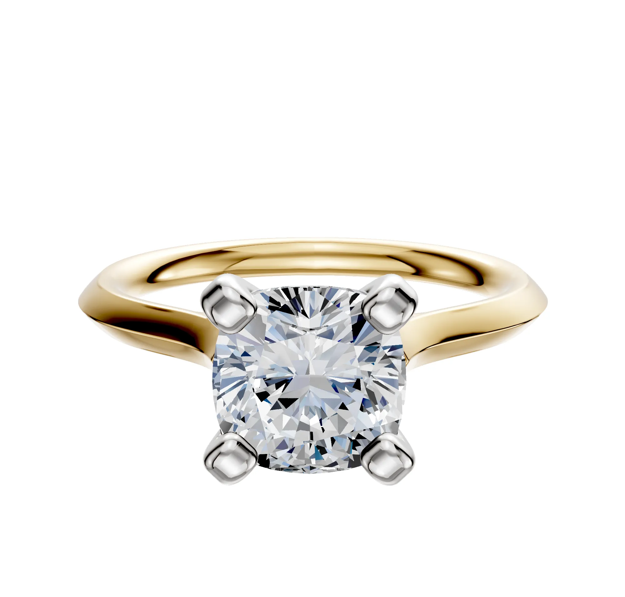 18K Two Tone 4 Prong Cathedral Knife Edge 2.0mm Engagement Ring sold by Promise By Effy