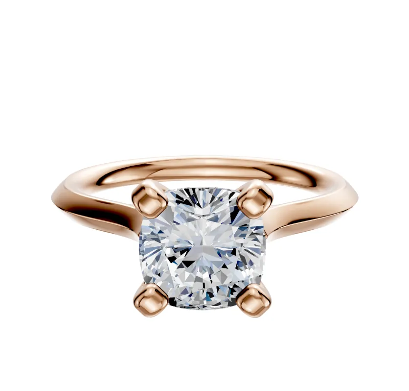 18K Rose Gold 4 Prong Cathedral Knife Edge 2.0mm Engagement Ring sold by Promise By Effy