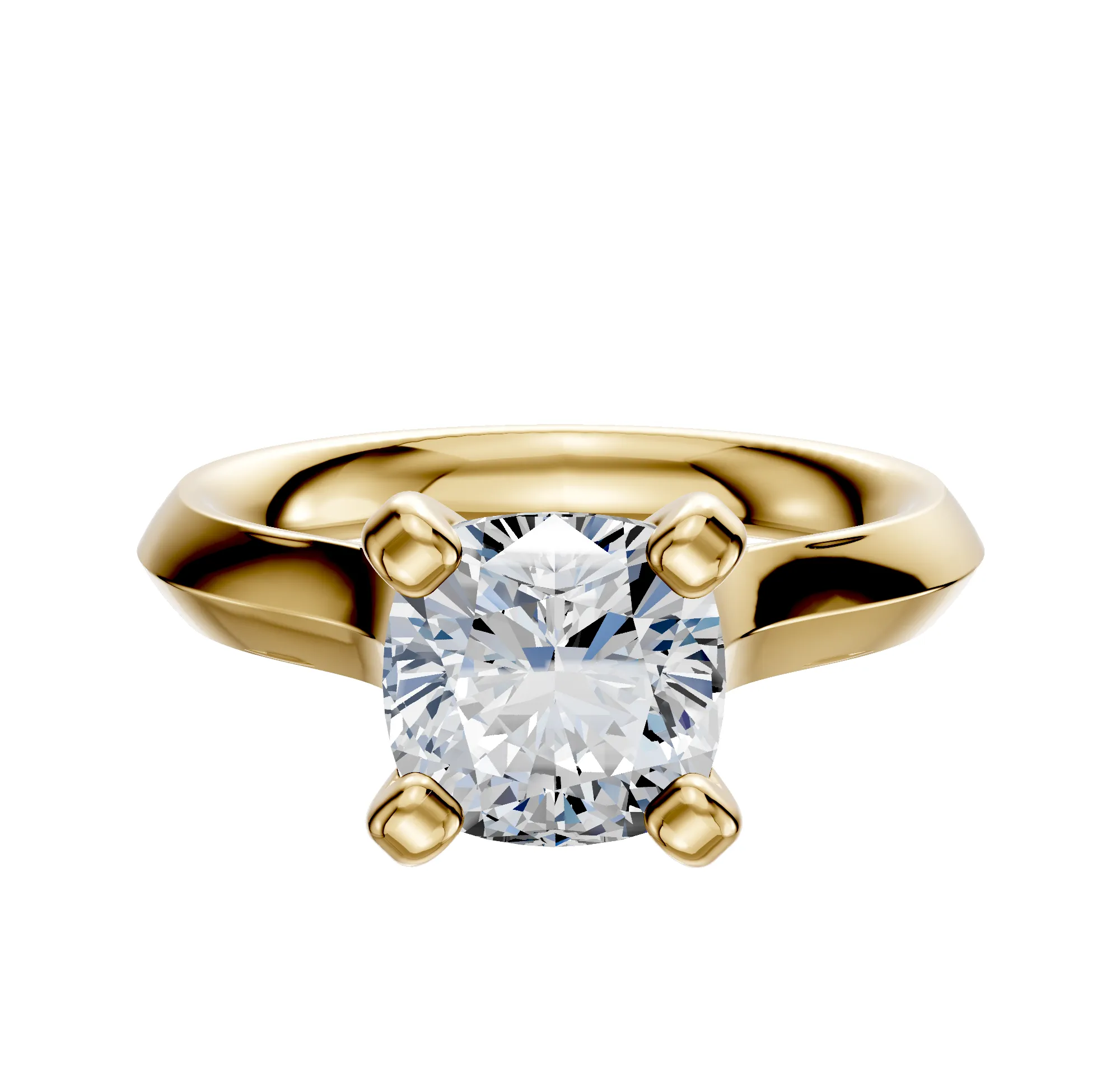 14K Yellow Gold 4 Prong Cathedral Knife Edge 3.0mm Engagement Ring sold by Promise By Effy