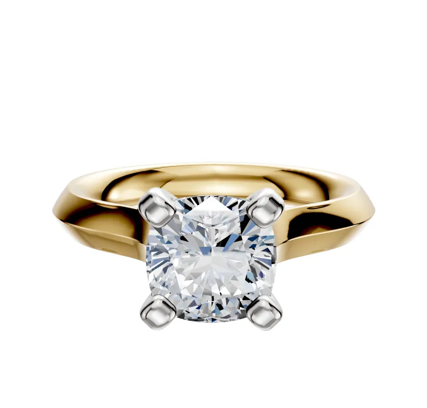 14K Two Tone 4 Prong Cathedral Knife Edge 3.0mm Engagement Ring sold by Promise By Effy