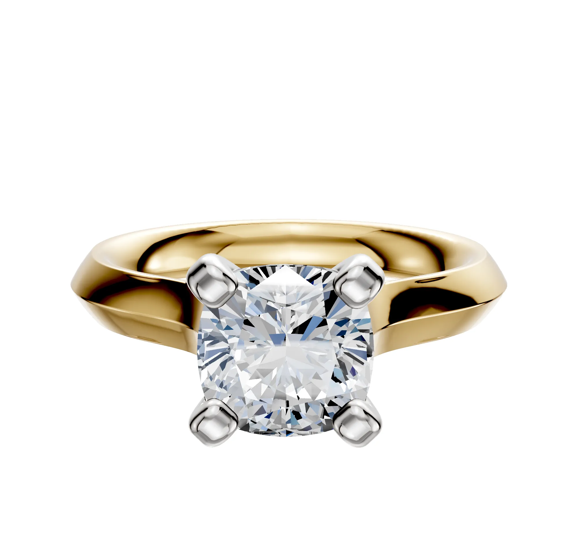 18K Two Tone 4 Prong Cathedral Knife Edge 3.0mm Engagement Ring sold by Promise By Effy