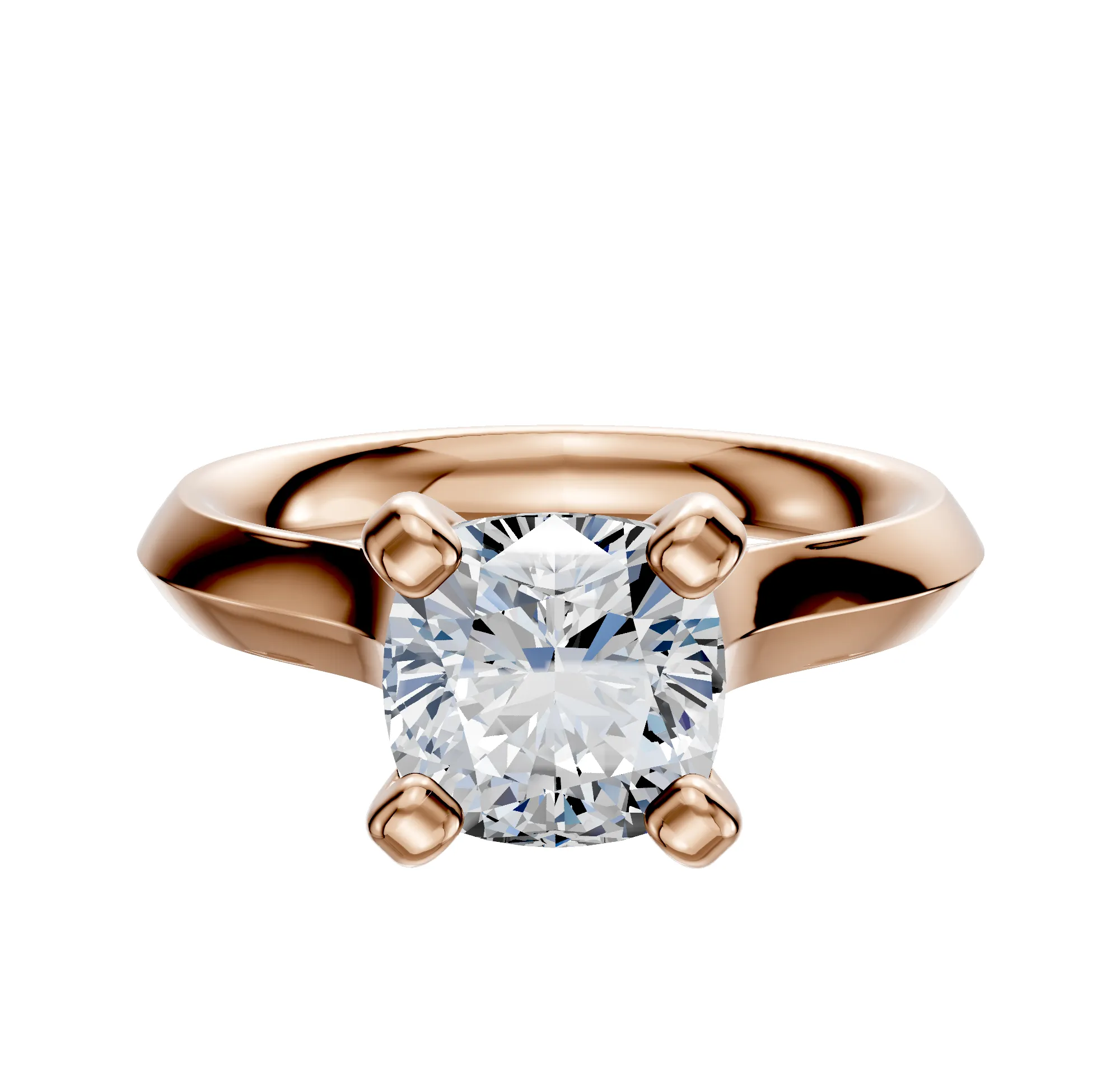 18K Rose Gold 4 Prong Cathedral Knife Edge 3.0mm Engagement Ring sold by Promise By Effy