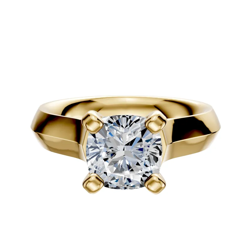 14K Yellow Gold 4 Prong Cathedral Knife Edge 4.0mm Engagement Ring sold by Promise By Effy