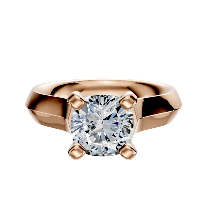 18K Rose Gold 4 Prong Cathedral Knife Edge 4.0mm Engagement Ring sold by Promise By Effy