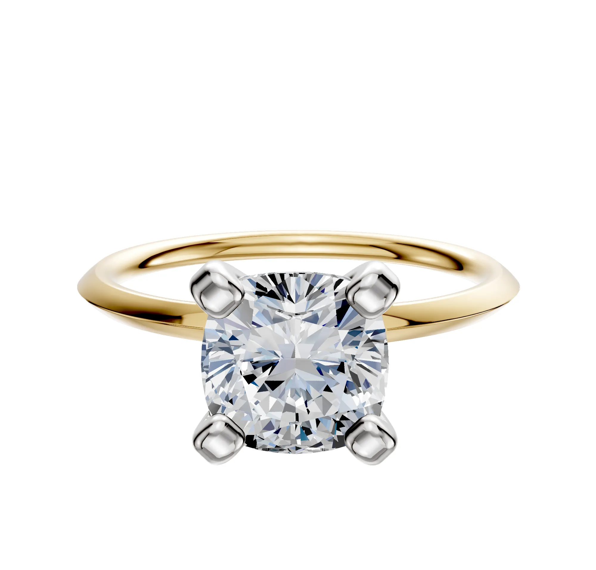 14K Two Tone 4 Prong Classic Knife Edge 1.5mm Engagement Ring sold by Promise By Effy