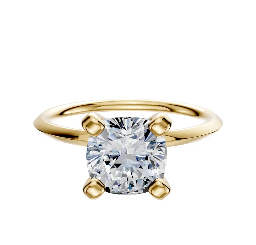 18K Yellow Gold 4 Prong Classic Knife Edge 1.5mm Engagement Ring sold by Promise By Effy