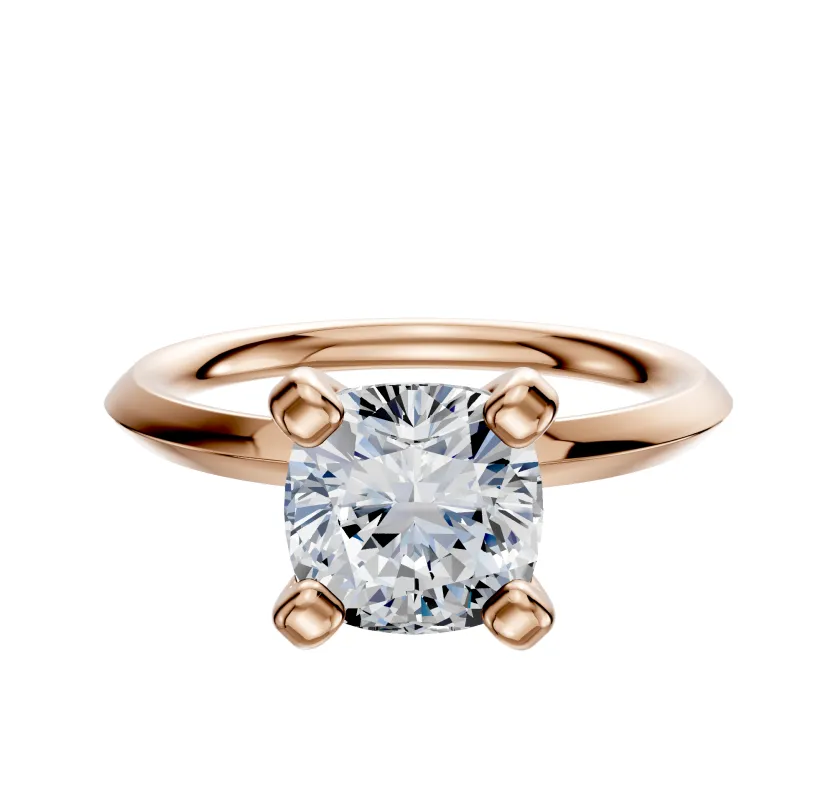 14K Rose Gold 4 Prong Classic Knife Edge 2.0mm Engagement Ring sold by Promise By Effy