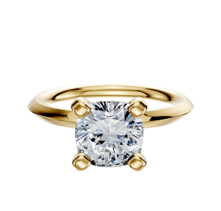 18K Yellow Gold 4 Prong Classic Knife Edge 2.0mm Engagement Ring sold by Promise By Effy