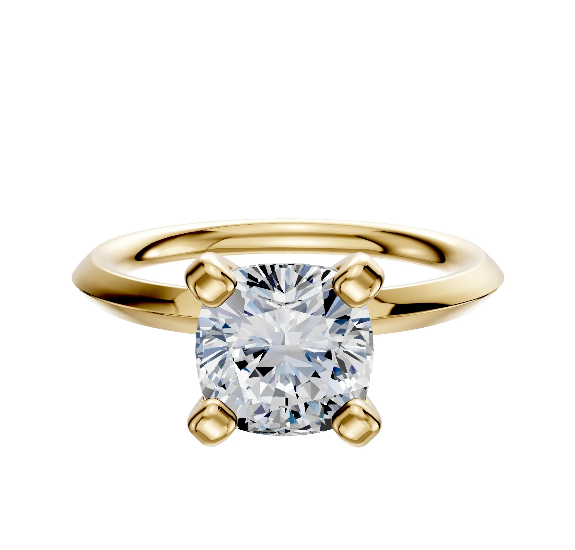 18K Yellow Gold 4 Prong Classic Knife Edge 2.0mm Engagement Ring sold by Promise By Effy