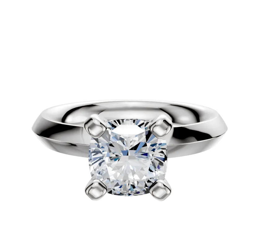 14K White Gold 4 Prong Classic Knife Edge 3.0mm Engagement Ring sold by Promise By Effy