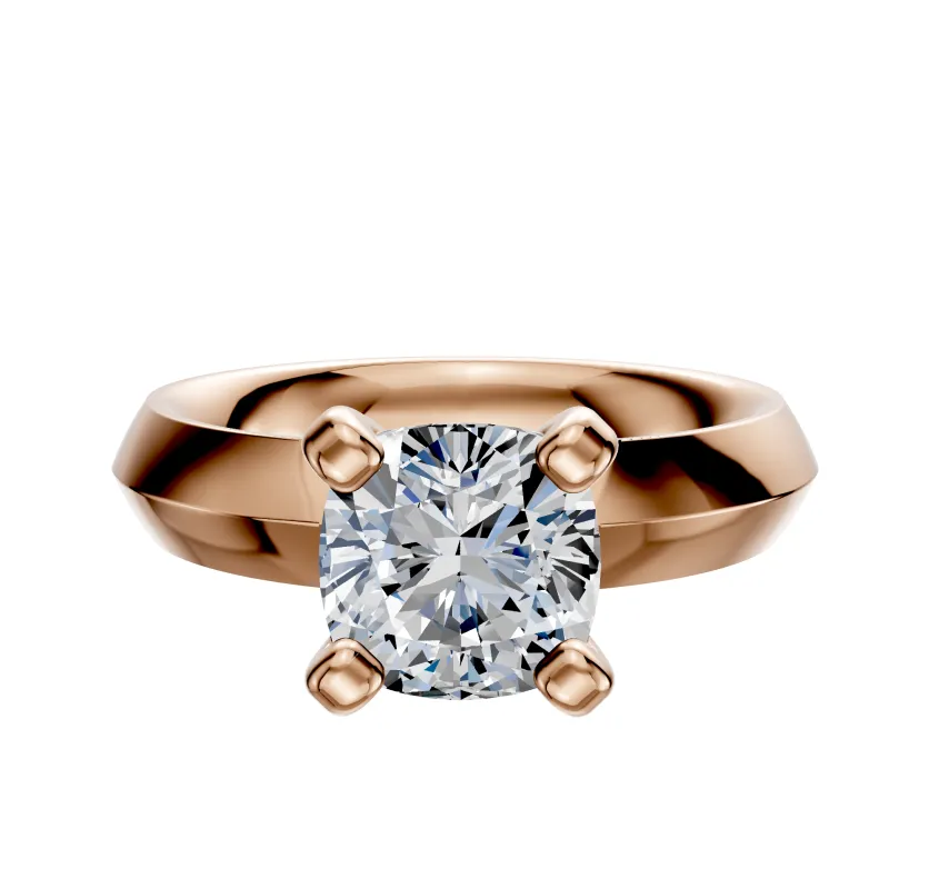 14K Rose Gold 4 Prong Classic Knife Edge 4.0mm Engagement Ring sold by Promise By Effy