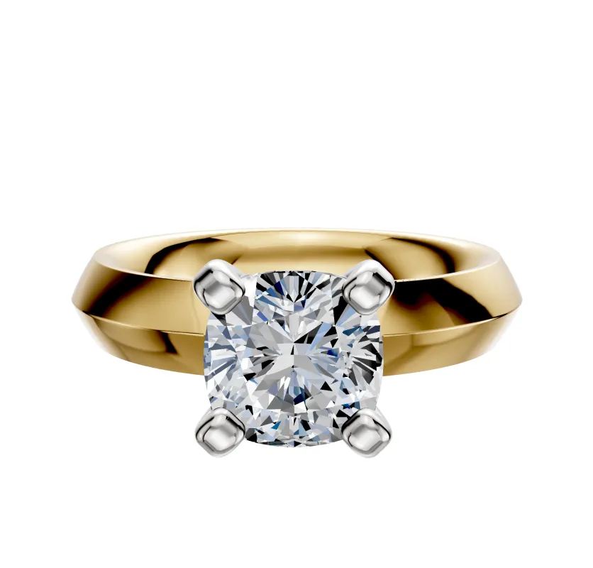 14K Two Tone 4 Prong Classic Knife Edge 4.0mm Engagement Ring sold by Promise By Effy