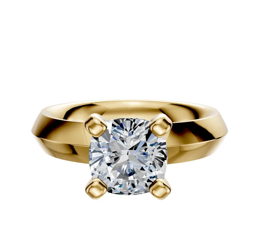 18K Yellow Gold 4 Prong Classic Knife Edge 4.0mm Engagement Ring sold by Promise By Effy