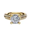 18K Yellow Gold 4 Prong Cathedral Knife Edge 1-Row-Pave 2.5mm Engagement Ring sold by Promise By Effy