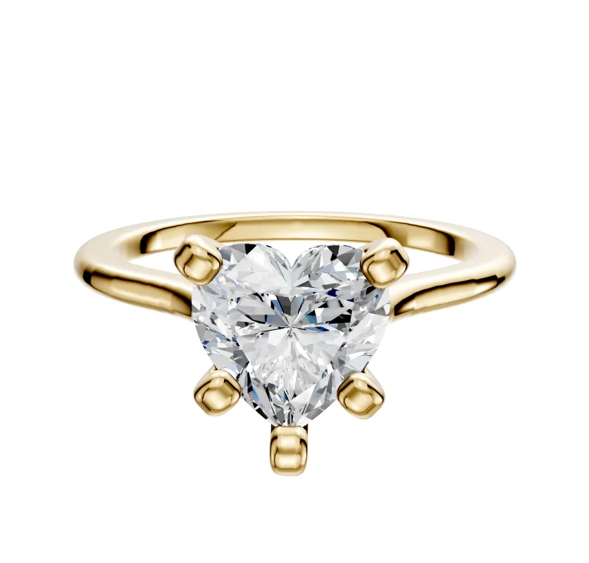 14K Yellow Gold 4 Prong Cathedral Dome 1.5mm Engagement Ring sold by Promise By Effy