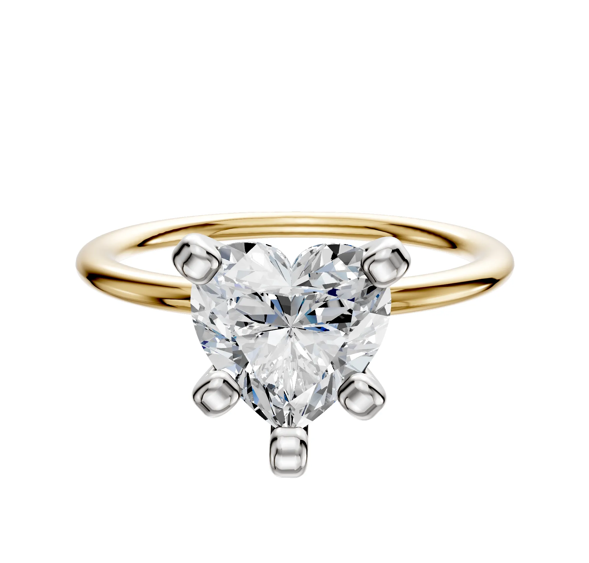 14K Two Tone 4 Prong Classic Dome 1.5mm Engagement Ring sold by Promise By Effy