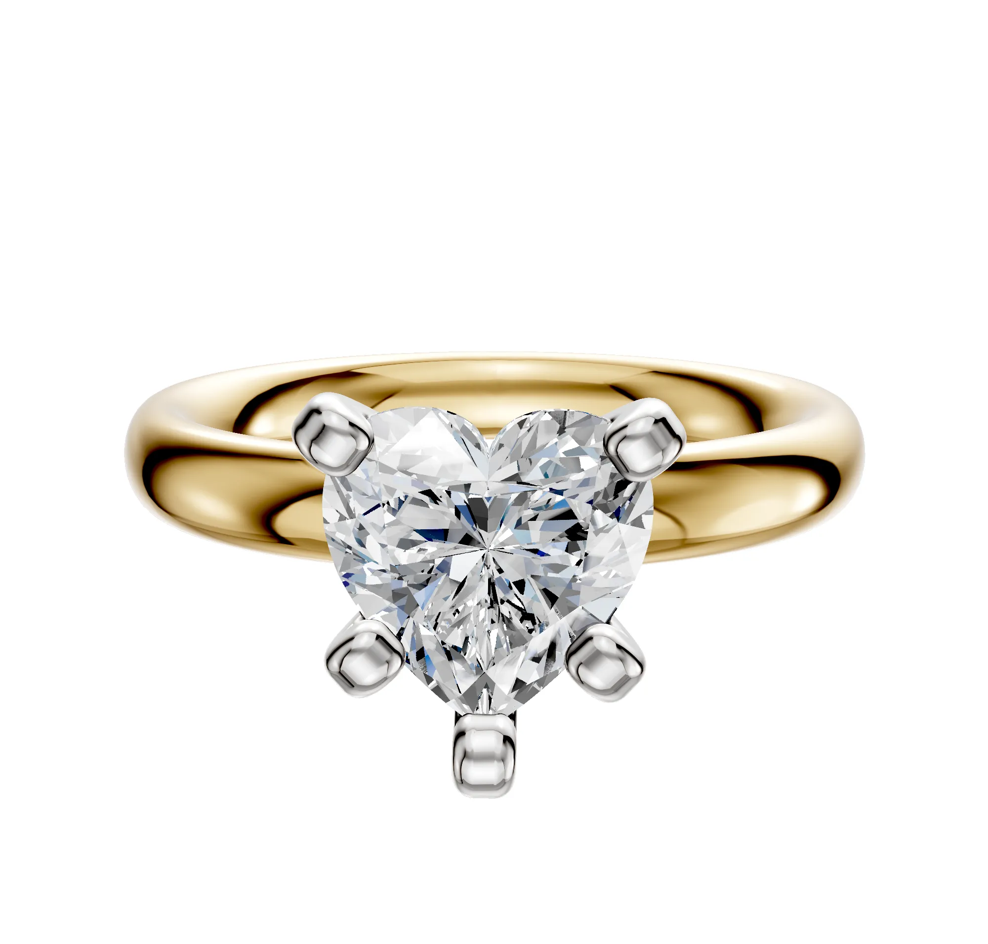 14K Two Tone 4 Prong Classic Dome 3.0mm Engagement Ring sold by Promise By Effy