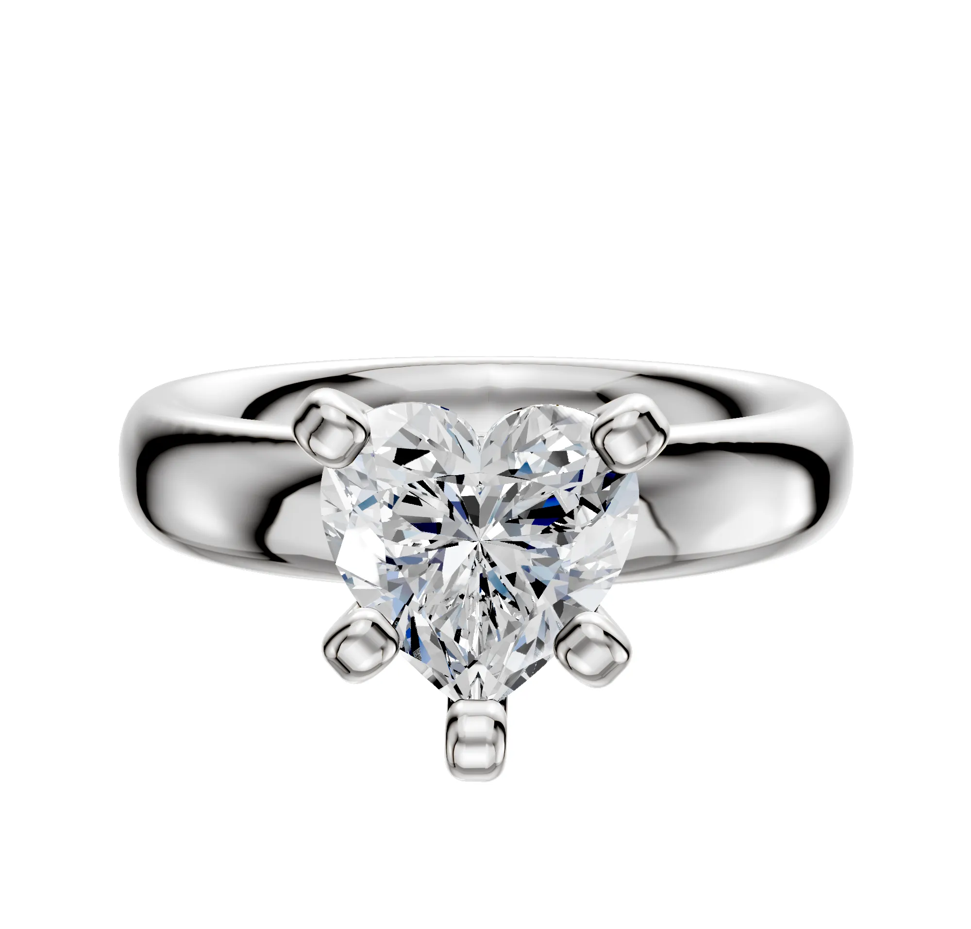 14K White Gold 4 Prong Classic Dome 4.0mm Engagement Ring sold by Promise By Effy