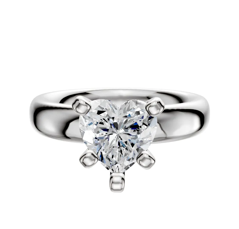18K White Gold 4 Prong Classic Dome 4.0mm Engagement Ring sold by Promise By Effy