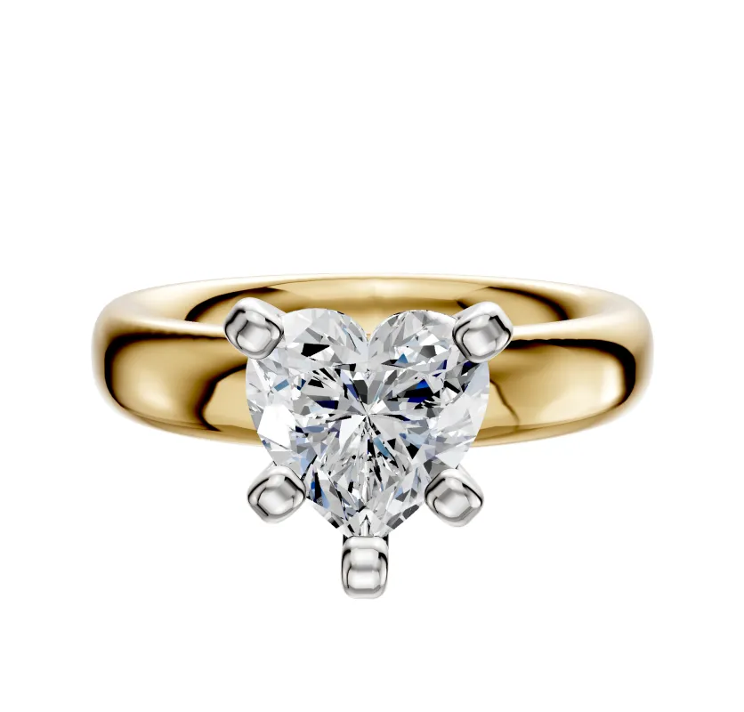 18K Two Tone 4 Prong Classic Dome 4.0mm Engagement Ring sold by Promise By Effy