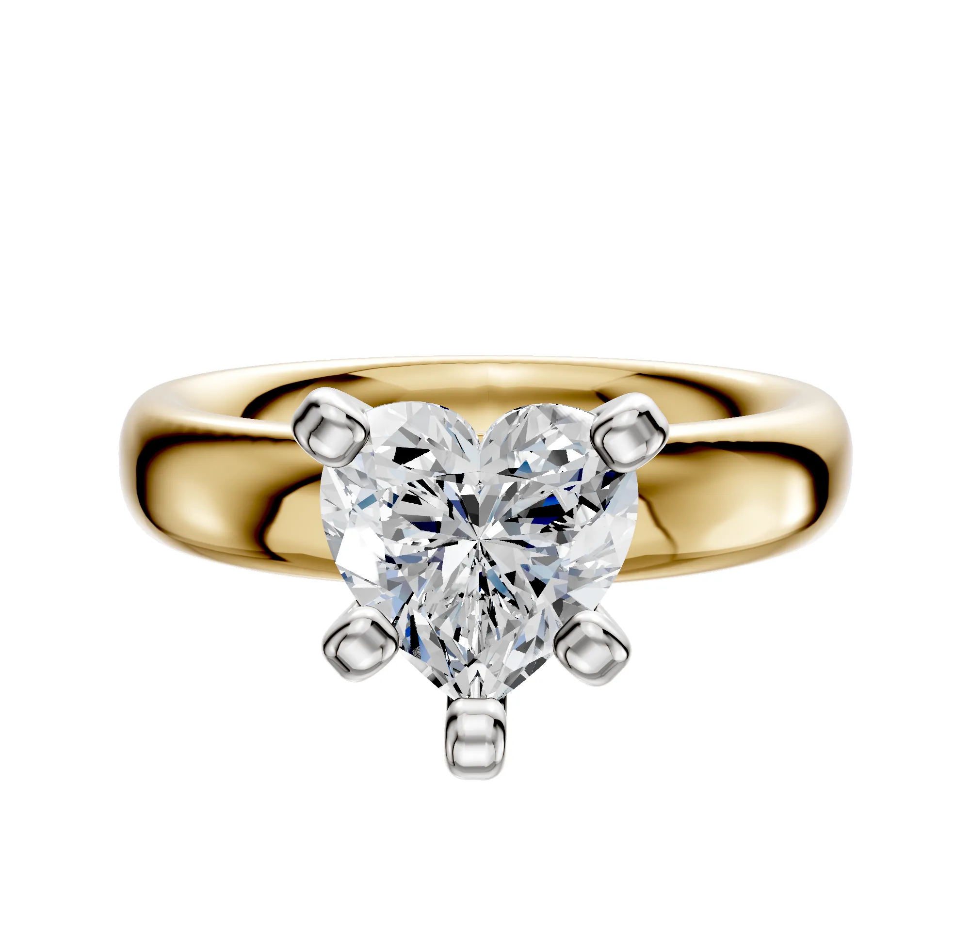 18K Two Tone 4 Prong Classic Dome 4.0mm Engagement Ring sold by Promise By Effy