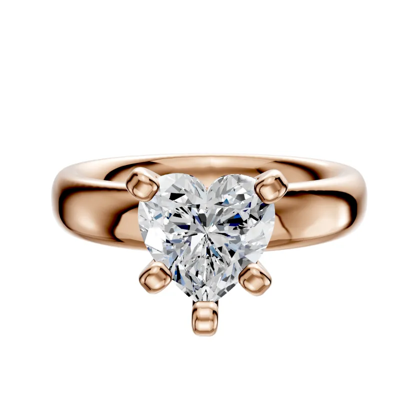 18K Rose Gold 4 Prong Classic Dome 4.0mm Engagement Ring sold by Promise By Effy