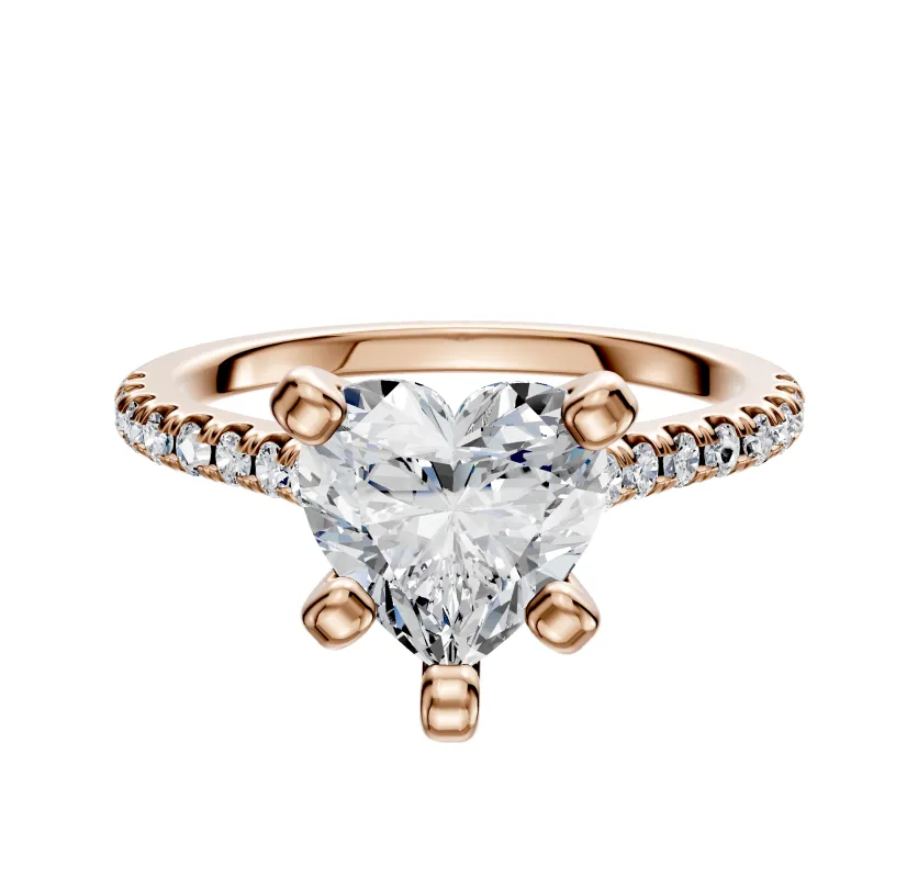 18K Rose Gold 4 Prong Cathedral Dome 1-Row-Pave 2.5mm Engagement Ring sold by Promise By Effy