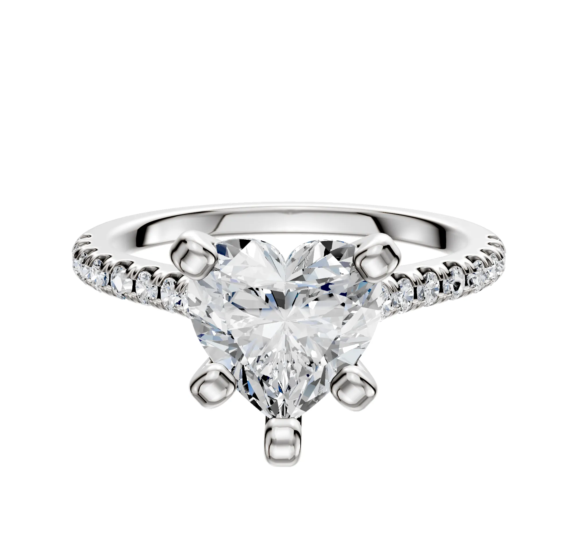 Platinum 4 Prong Cathedral Dome 1-Row-Pave 2.5mm Engagement Ring sold by Promise By Effy