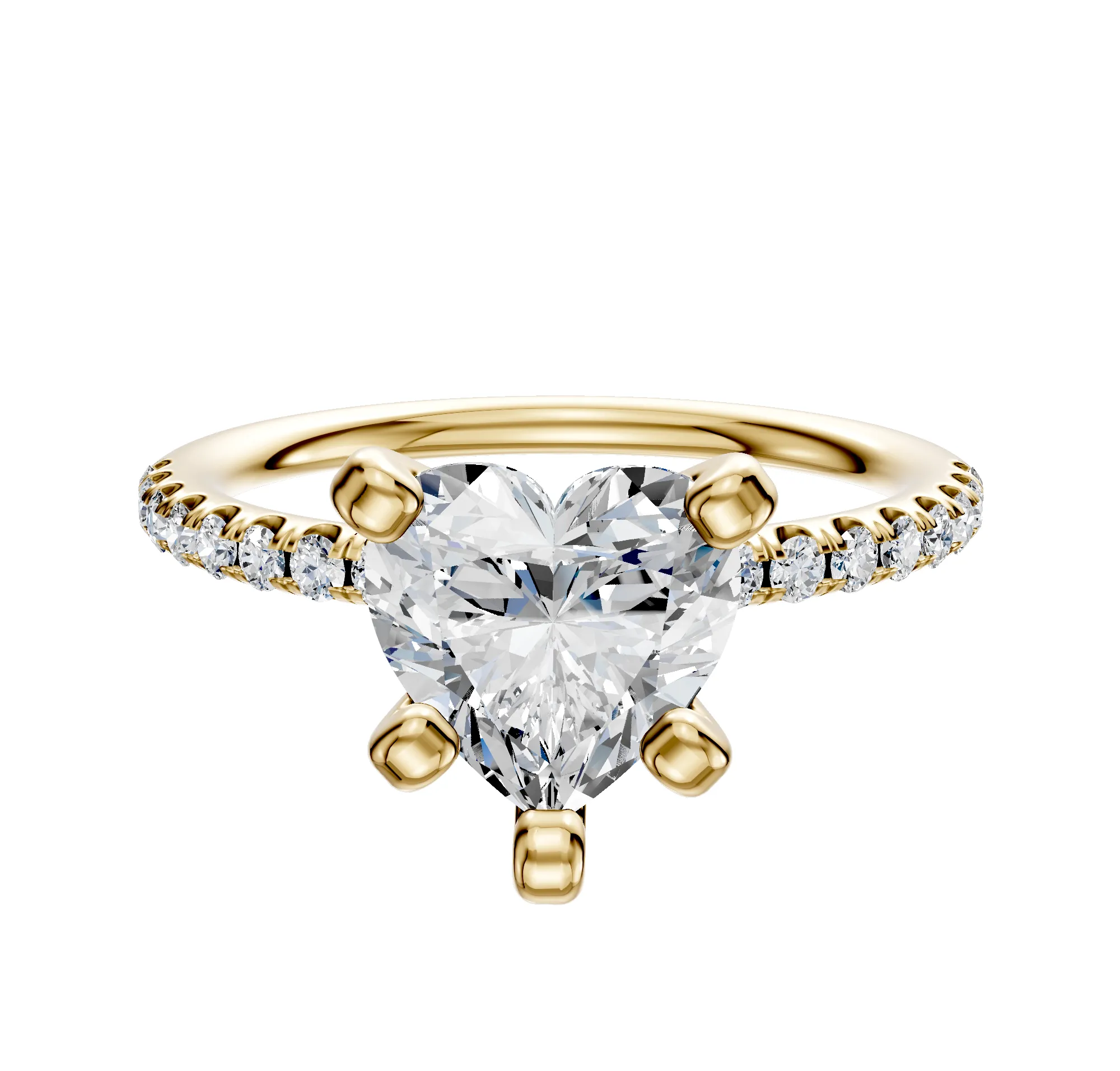 18K Yellow Gold 4 Prong Classic Dome 1-Row-Pave 2.5mm Engagement Ring sold by Promise By Effy