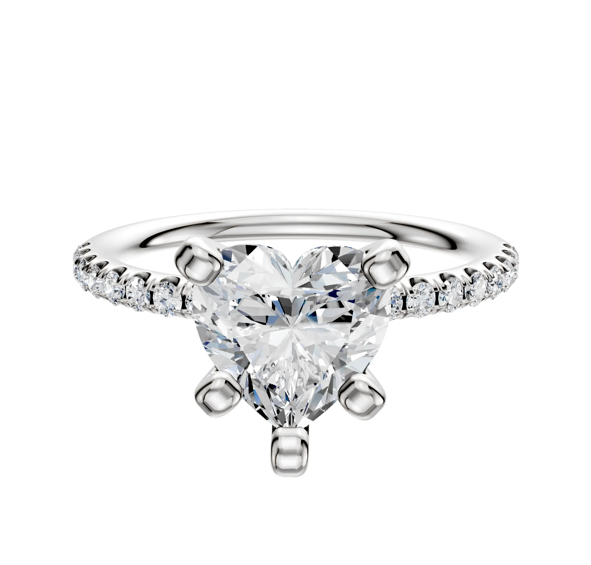 Platinum 4 Prong Classic Dome 1-Row-Pave 2.5mm Engagement Ring sold by Promise By Effy
