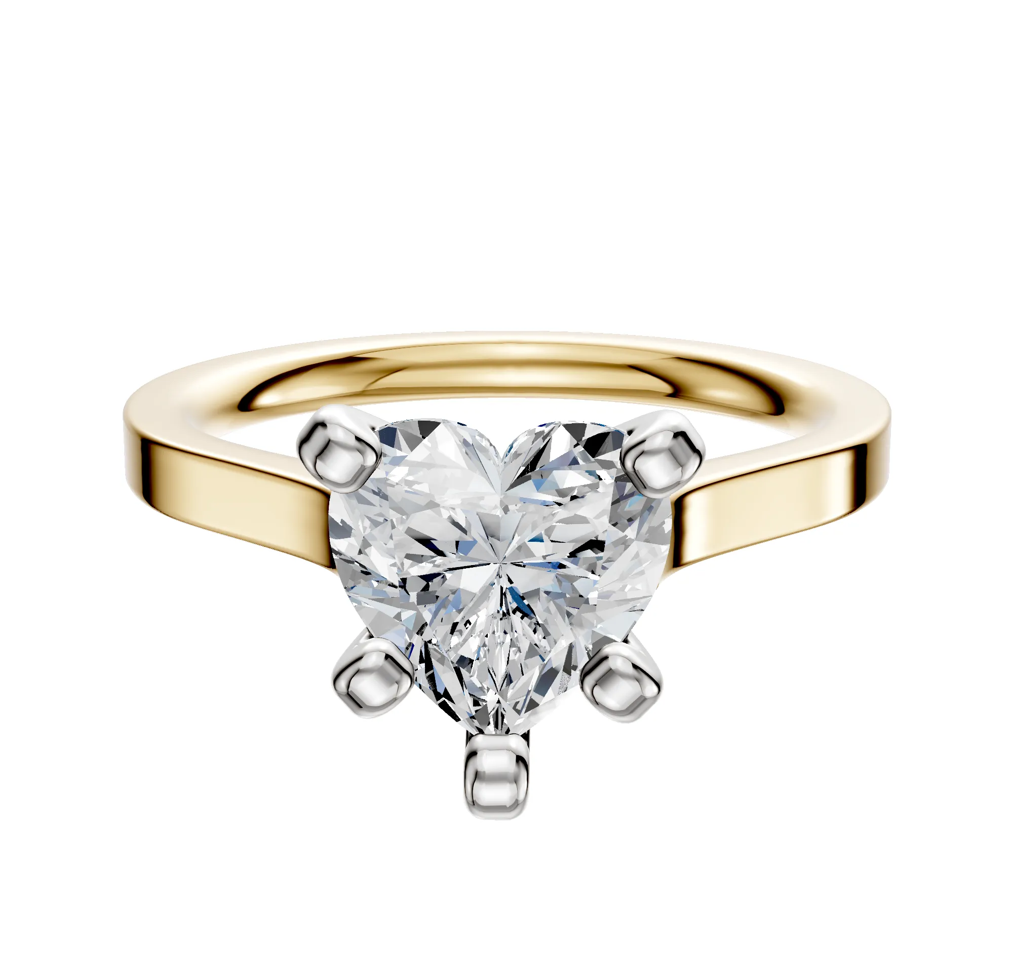 18K Two Tone 4 Prong Cathedral Flat 2.0mm Engagement Ring sold by Promise By Effy