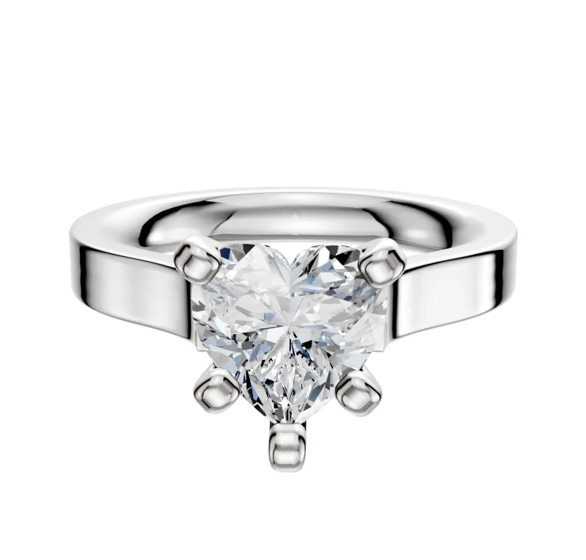 14K White Gold 4 Prong Cathedral Flat 3.0mm Engagement Ring sold by Promise By Effy
