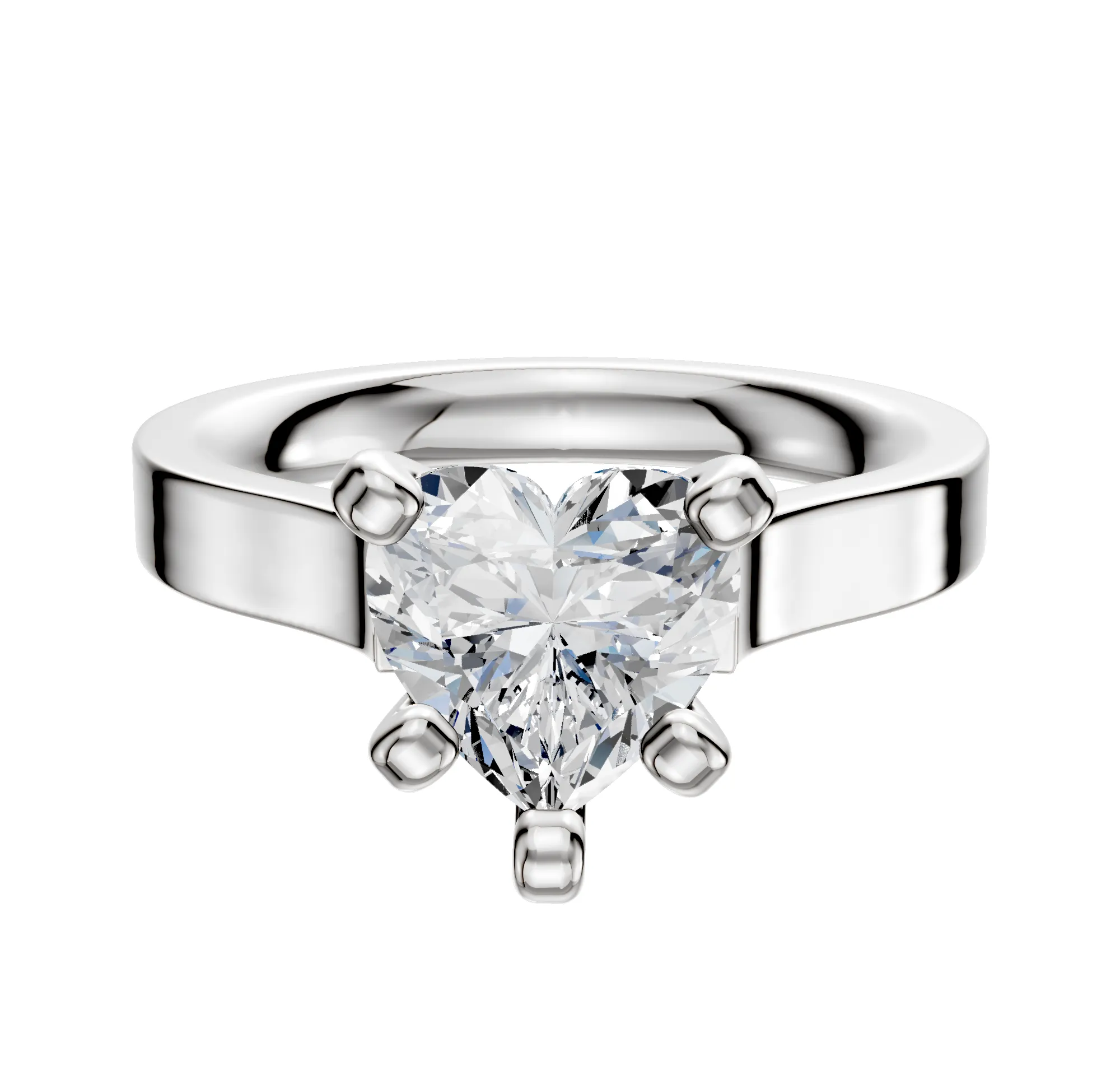 14K White Gold 4 Prong Cathedral Flat 3.0mm Engagement Ring sold by Promise By Effy