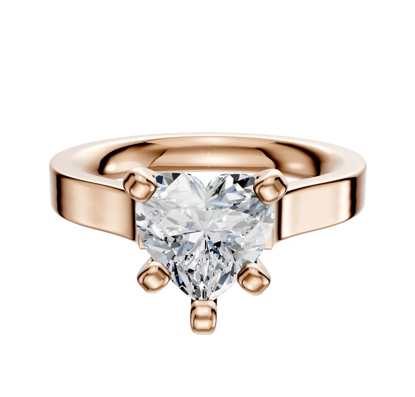 14K Rose Gold 4 Prong Cathedral Flat 3.0mm Engagement Ring sold by Promise By Effy