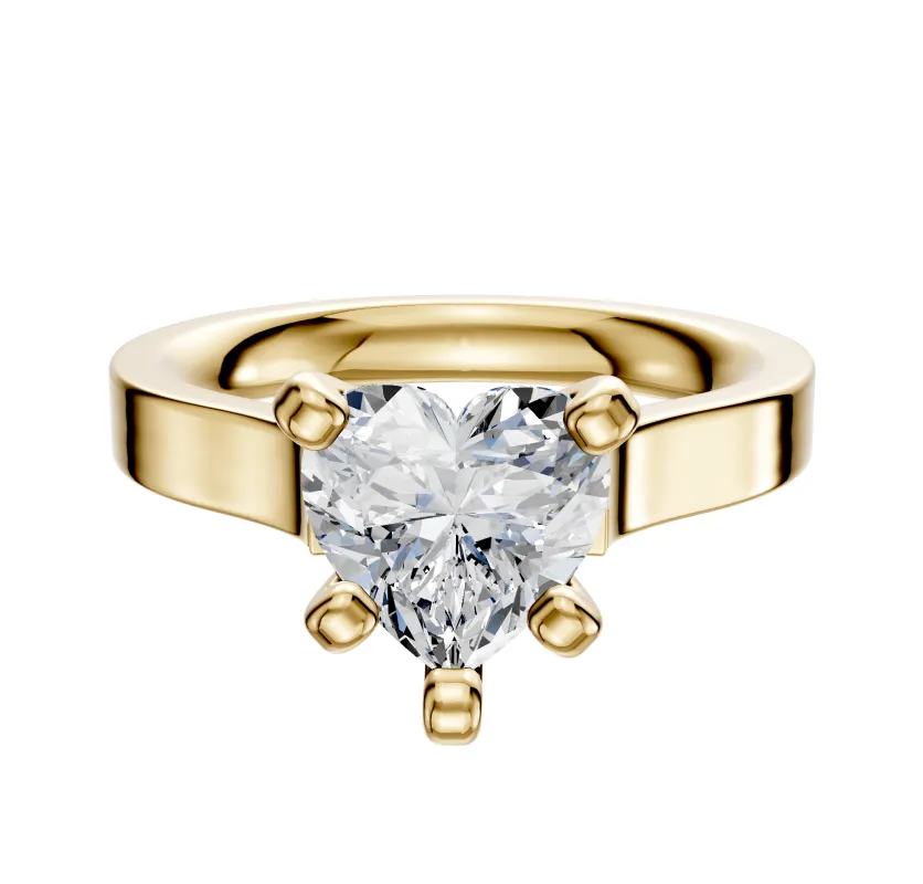 18K Yellow Gold 4 Prong Cathedral Flat 3.0mm Engagement Ring sold by Promise By Effy
