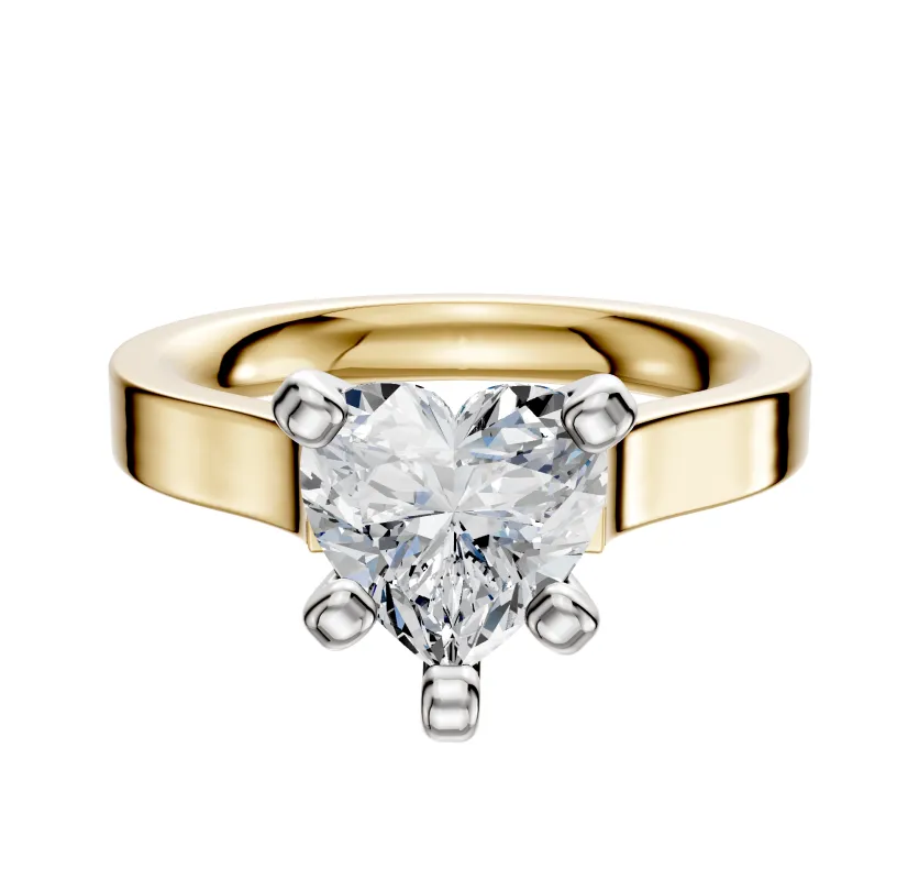 18K Two Tone 4 Prong Cathedral Flat 3.0mm Engagement Ring sold by Promise By Effy