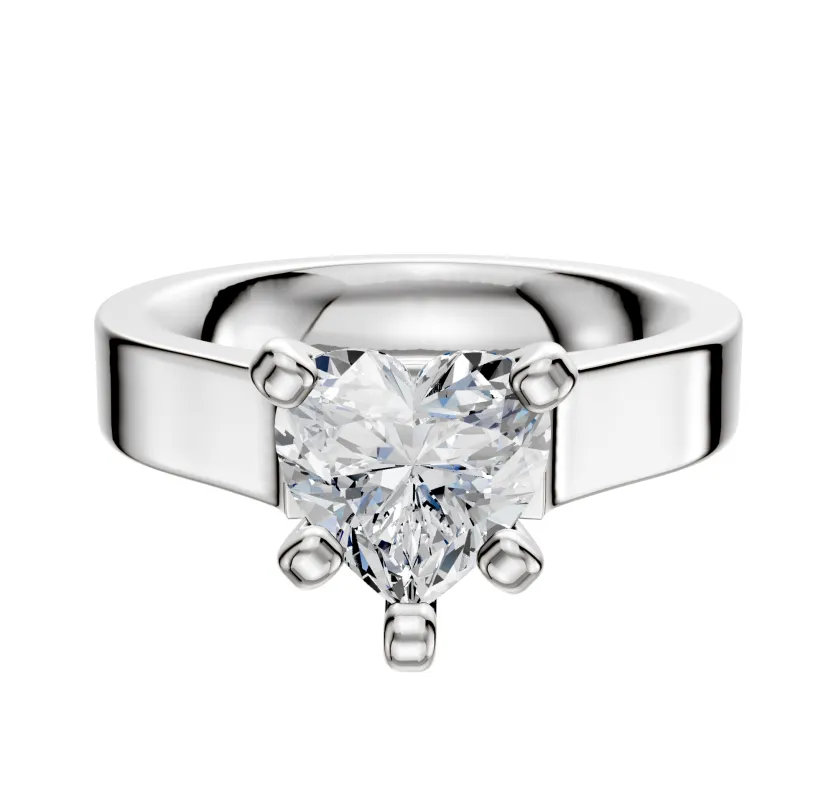 14K White Gold 4 Prong Cathedral Flat 4.0mm Engagement Ring sold by Promise By Effy