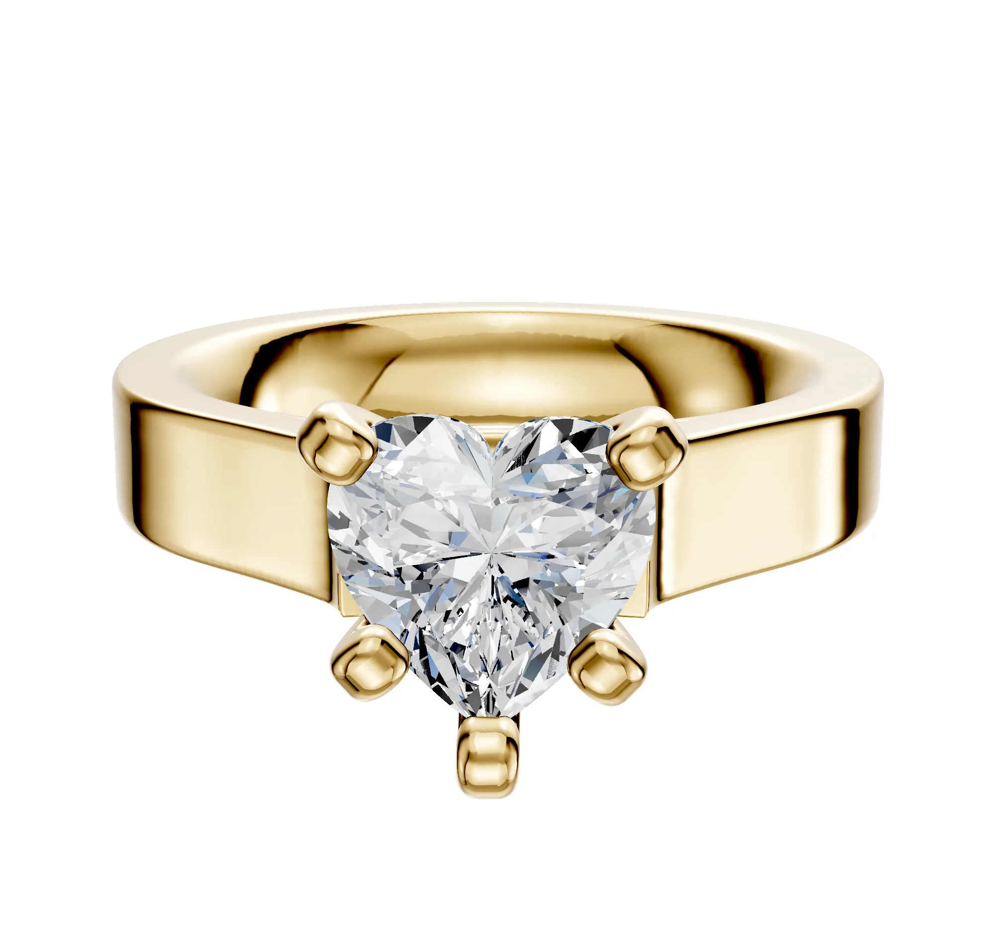 18K Yellow Gold 4 Prong Cathedral Flat 4.0mm Engagement Ring sold by Promise By Effy
